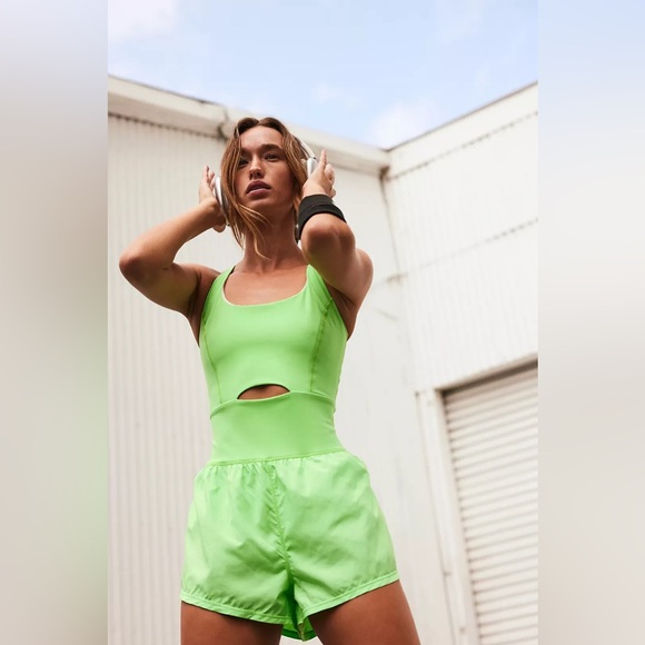 FP Movement by Free People Pants - NWT Free People Movement Righteous Runsie Size L in Lime Glow